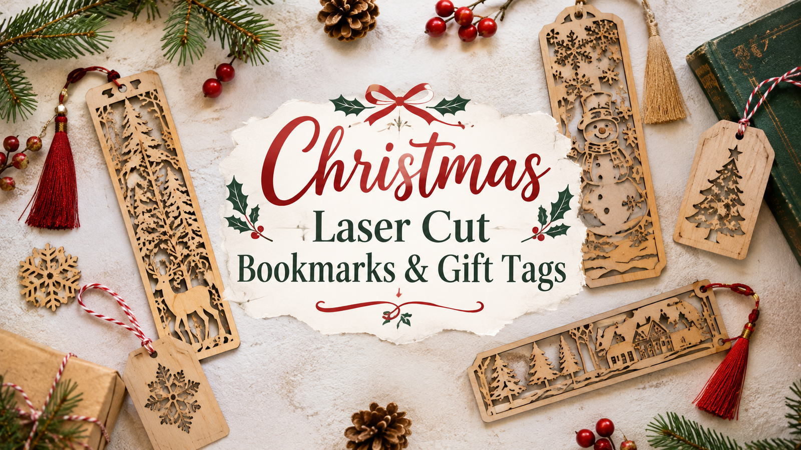 Christmas Laser Cut Bookmarks & Gift Tags